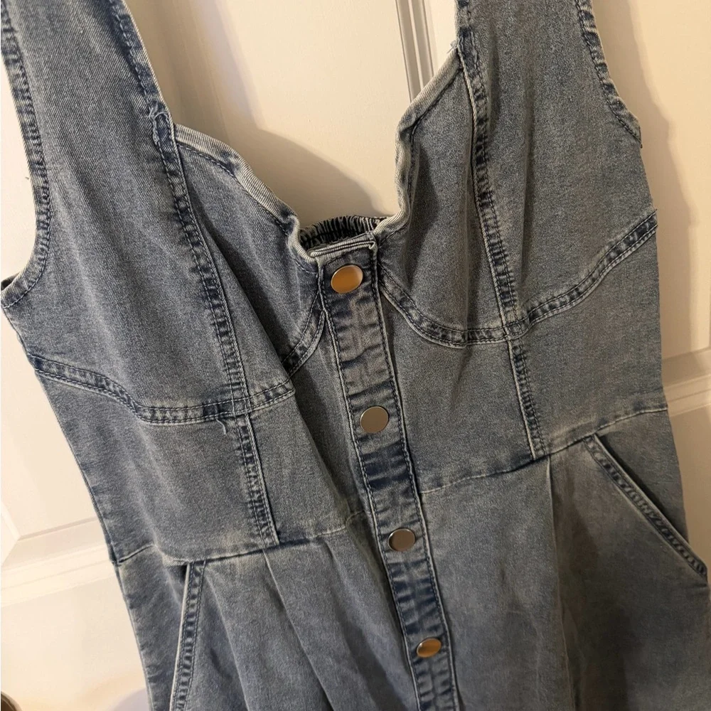 Blue Denim Button-Down Dress - Picture 3 of 5